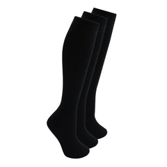 Girls Knee High Socks Plain School Uniform Back To School 3 Pairs Black