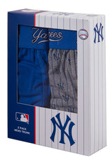 New York Yankees Mens Boxer Shorts Trunks Designer Underwear 2 Pack  Blue/Grey