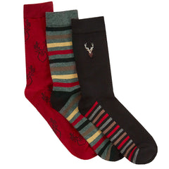 Mens Bamboo Stripped Printed Mid Calf Socks Multipack