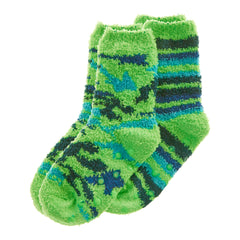 Boys Fluffy Snuggle Socks Cosy Bed Socks Non Slip Camo Striped Designs 2 Pairs