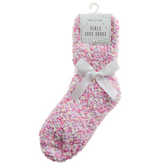 Girls Fluffy Bed Crew Socks Popcorn Style 2 Pairs Pink Multipack