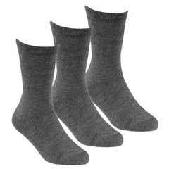 Girls Boys Unisex Bamboo Everyday Back To School Socks 3 Pairs - Grey