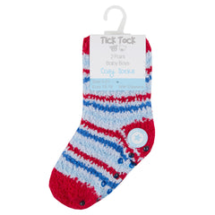 Baby Boys Socks With Grippers Fluffy Warm  Red - 2 Pairs