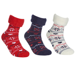 Womens Fairsle Bed Socks with Non Slip Grippers Winter Cosy Socks 1 Pair