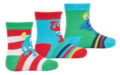 Baby Boys Booties Cute Socks 3 Pairs Monster Green