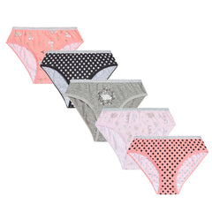 Girls Fun Novelty Print Brief Underwear Bunny Pack Of 5