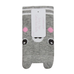 Girls 1 Pair Novelty Cartoon Design Socks Bear Grey