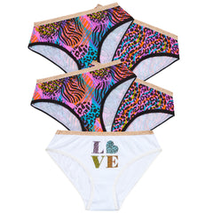Girls Printed Knickers Briefs Underwear Pack of 5 Leopard