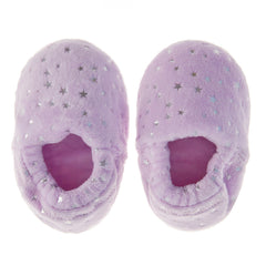 Girls Silver Star Super Soft Plush Slippers Purple