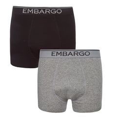 Mens 2 Pairs Plain Hipster Trunk Classic Boxer Grey Black