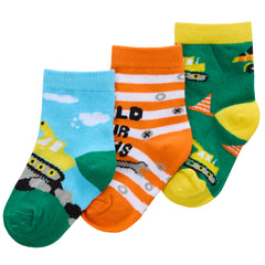 3 Pairs Baby Boys Cotton Rich Socks Novelty Funky Designs Sizes 0-0 up to 3-5.5