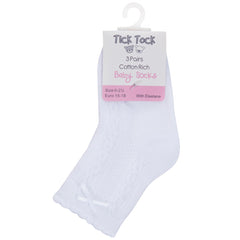 Baby Girls White Cable Knit Socks 3 Pairs