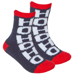 Womens Christmas Fluffy Bed Socks With Grippers 1 Pair- Ho-ho