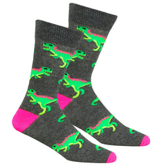 Mens Novelty Funky Socks Green Dino