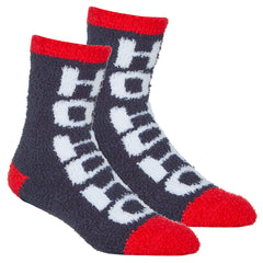 Mens Christmas Fluffy Bed Socks With Grippers 1 Pair- Ho-ho