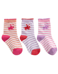 Baby Girls Polo Horse Design Heel & Toe Printed Socks Coral Stripes