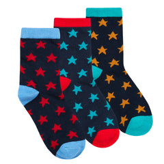 Boys Novelty Fun Socks Navy Star