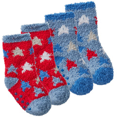 Baby Boys Cosy Lounge Winter Socks With Abs Grippers 2 Pairs - Red