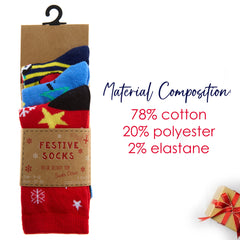 Kids Cotton Rich Novelty Christmas Design Socks 3 Pairs Penguin