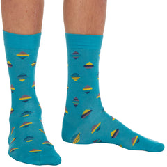 Mens Novelty Bamboo Crew Socks Geometric Design Patterned Mid Calf Socks 6 Pairs