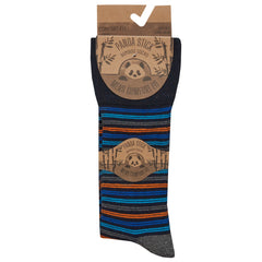Mens Bamboo Non Elastic Design Socks Orange Stripe - 3 Pairs