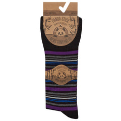 Mens 3 Pairs Bamboo Non Elastic Socks Purple Stripe - 3 Pairs