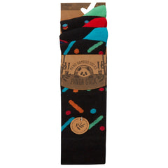 Mens Novelty Bamboo Crew Socks Geometric Design Patterned Mid Calf Socks Black