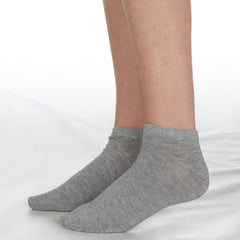 Kids Boys Girls Plain Bamboo Trainer Liner Ankle Socks Grey