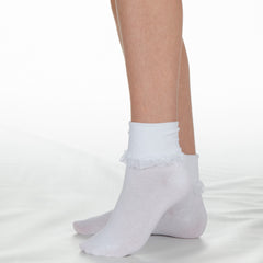 6 Pairs Girls Kids Frilly Socks Organza Lace Frill School Ankle Socks White