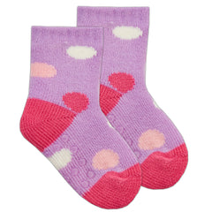 Baby Girls Cosy Lounge Sherpa Fleece Socks With Abs Grippers 1 Pair - Spots