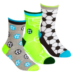 Boys Socks Football Soccer Neon Crew Sock 3 Pairs Green