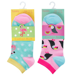 Girls Summer Trainer Liner Novelty Socks 6 Pairs Multibuy