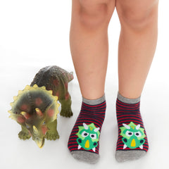 Boys Novelty Tiger Dinosaur Cartoon Trainer Liner 12 Pairs