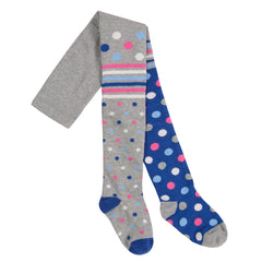 Girls Designs Spotted Striped Tights Grey - 1 Pair