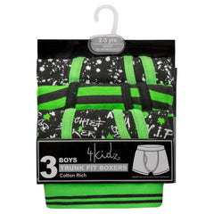 Boys Trunks Fit Boxers Shorts Underwear Green 3 Pairs