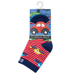 3 Pairs Baby Boys Cotton Rich Socks Novelty Funky Designs Sizes 0-0 up to 3-5.5