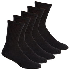 Mens Thick Cotton Rich Crew Sport Socks 5 Pairs Black