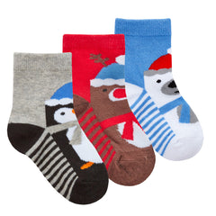 Boys Girls Unisex Novelty Christmas Socks Faces - 3 Pairs