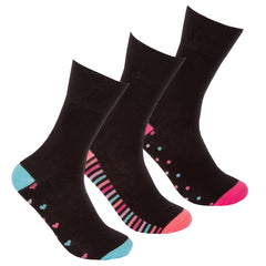 Womens Non Elastic Loose Top Socks Black 3 Pairs