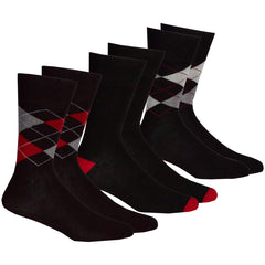 Mens Bamboo Non Elastic Design Socks 3 Pairs - Red Argyle