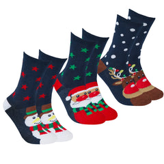 Womens Novelty Christmas Socks 1 Pair Navy Stars