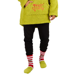 Mens Fluffy Socks Cosy Novelty Christmas Grinch Themed Socks Striped Santa 1 Pairs 