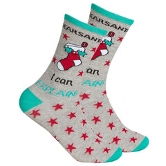 Womens 1 Pair Funny Rude Slogan Christmas Socks Grey