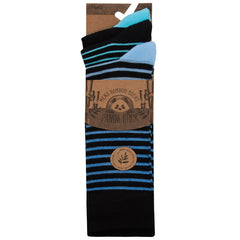 Mens 3 Pairs Bamboo Striped Design Mid Calf Socks