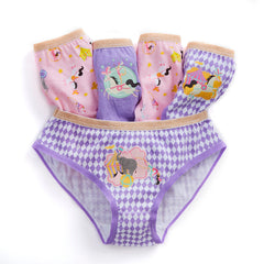 Girls Novelty Design Underwear Briefs Purple - 5 Pack