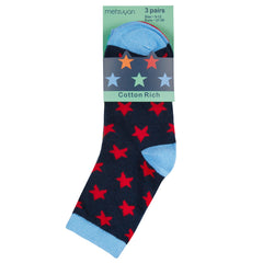Boys Novelty Fun Socks Navy Star