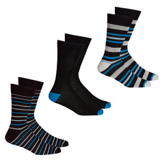 Mens Bamboo Soft Gentle Socks Blue Stripe 3 Pairs