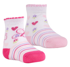 Baby Girls Booties Frilly Ankle Socks 2 Pairs White Butterfly