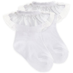 Baby Girl Organza Ribbon Tutu Frill Socks 1 Pair White