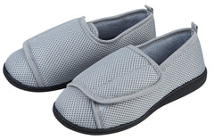 Mens Hook & Loop Fastening Pull On Slippers Grey